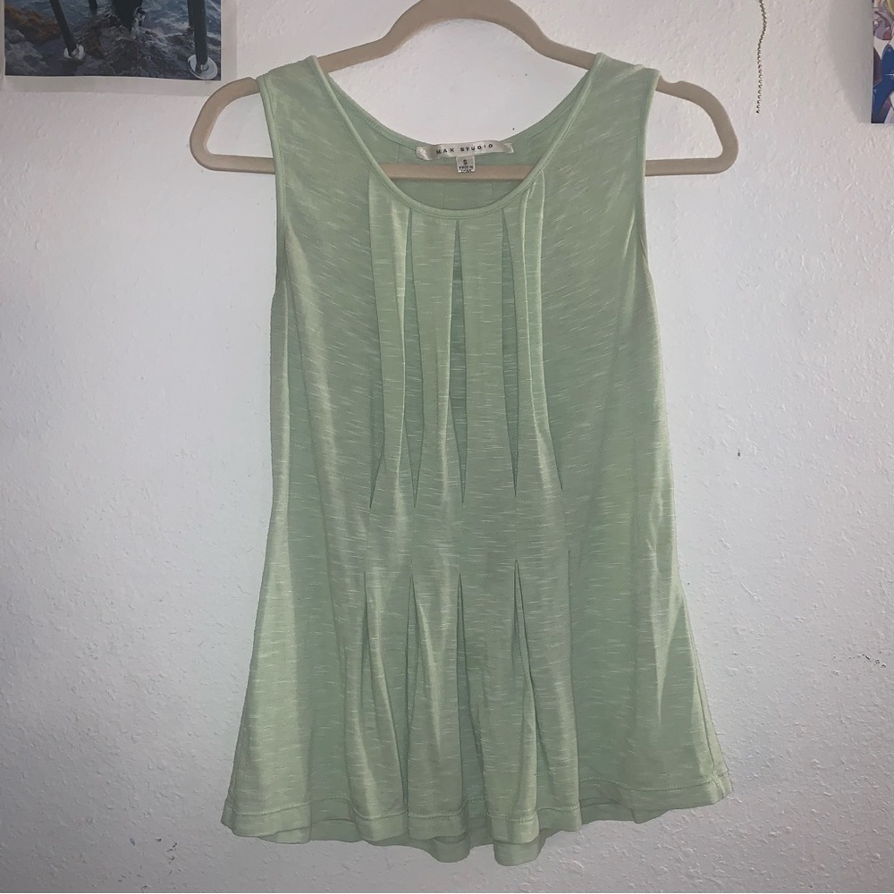 soft sage green pleated tank from max studio